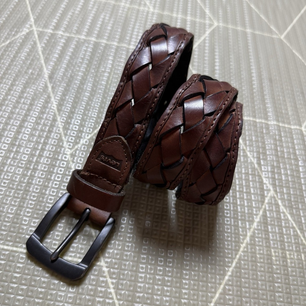 Levi's Brown Leather Braid Belt Small 30-32